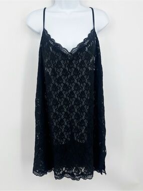 Vintage Y2K Black Lace Mini Dress  Size 22 Plus Size Whimsical Goth Fairy